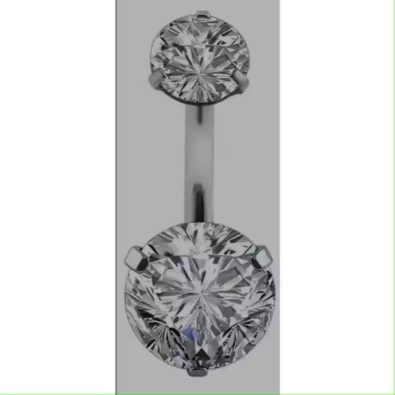Piercing De Umbigo Prata Pedra Brilhante Zircônia Aço
