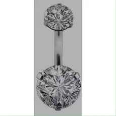 Piercing De Umbigo Prata Pedra Brilhante Zircônia Aço