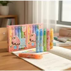 Kit Canetas Marca Texto Cheirinho de frutas 06un Fruit Touch Pintar Colorir