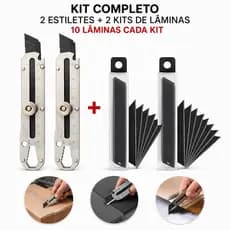 Kit 2 Estiletes Profissionais Aço Inox 18mm com 20 Lâminas Extras para corte Metal Inox 6 em 1