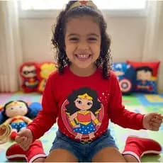 Camiseta Mulher Maravilha Camiseta Mulher Maravilha Infantil Camiseta Feminina Mulher Maravilha Verão 2 ao 12