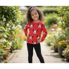 Camiseta Minnie Vermelha DIsney Infantil Blusa Feminina Minnie Vermelha Verão Inverno  2 ao 14