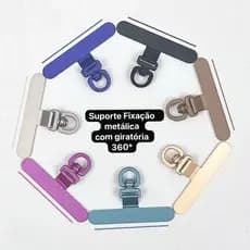 Suporte fixação 360 ° Metálico para Segure Cordão de Celular Universal Cor