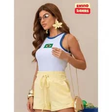blusas feminina Regata Brasil Feminina Estilo Copa do Mundo,