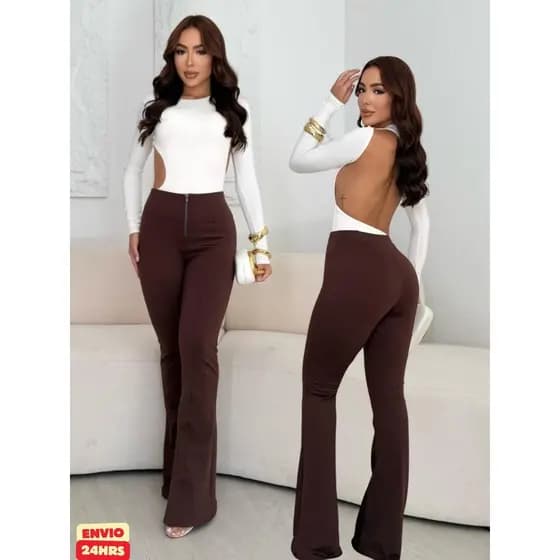 Calça Flare Feminina Cintura Alta em Suplex Flanelado Modeladora com Excelente Elasticidade