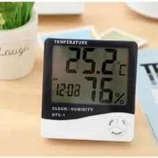 Termo Higrômetro Digital Relógio Umidade Temperatura  Ar Htc-1
