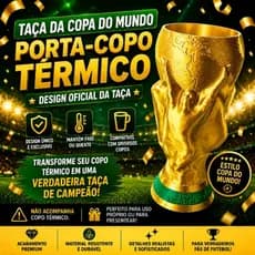 Taça Estilo Copa do Mundo Porta Copo Térmico | Decoração para copo Futebol taça copa do mundo, porta copo térmico | copa