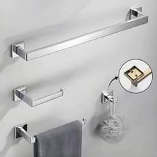 Suporte de toalha para banheiro 4 pcs Quadrado 40/60cm Porta Toalha  Inox Acessórios Conjunto de Banheiro Completo