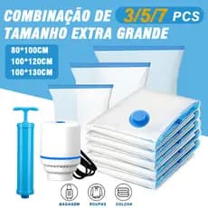 Kit Saco a Vácuo + Bomba Automática Elétrica KIT Tamanho grande Organizador Rápido Armazenar Guardar