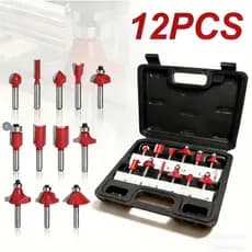 Jogo de Fresas Para Tupia Madeira Kit Completo Profissional 12 Peças Com Estojo