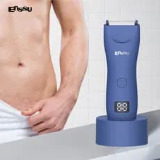 Aparador de Pelos à Prova d'Água para Corpo e Virilha Masculina, com LED, Base e Dupla Voltagem