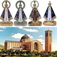 Miniatura Nossa Senhora Aparecida Metal 20/30/40/50un, Com Coroa, Para Carro e Escritório, Presente