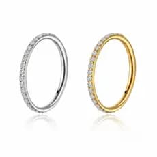 Piercing Cirúrgico De Titânio Click Hoop Com Incrustação De Zircônia | Septril , Rook , Conch , No Nariz , Daith , Orelh