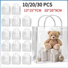 Kit 10/20/30 sacos de presente de plástico de PVC transparente reutilizável sacos de presente de lembrança