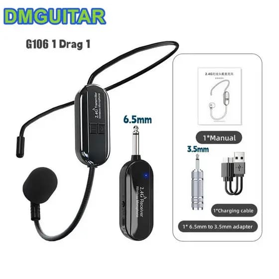 G106 2.4G Head-Mounted Microfone De Lapela Sem Fio Fone De Ouvido Para Alto-Falante Amplificador De Voz Professor Ensino