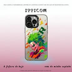 Capinha de Celular Masculino Anime Metalizada Preta e Prata capinha iphone Pintura para iPhone XR até 17 Pro Max