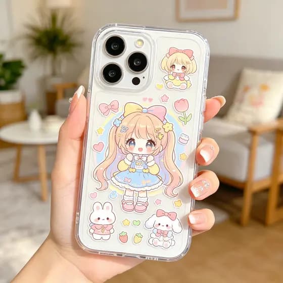 Capa de Celular cartum Linda Caso de telefone mulher capinha capinha iphone Pintura para iPhone XR até 17 Pro Max
