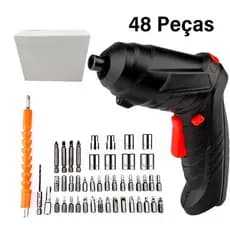 Kit Furadeira E Parafusadeira Sem Fio 48 Peças Com Carregador USB - Dupla Velocidade Portátil Com Maleta De Transporte