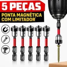 Kit 5 Bits Para Parafusadeira Philips Ph2 Com Ponta Magnética E Limitador - Acessórios De Parafusadeira