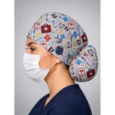 Touca Cirúrgica coque Feminina com Compartimento para Cabelos Longos e Volumosos – Botão para Máscara