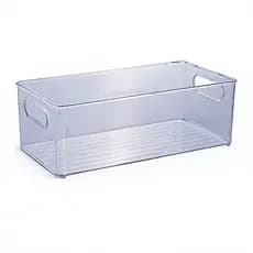 Organizador Multiuso Acrílico Transparente  25x10x7,5cm com Alças Resistente para Cozinha Banheiro Geladeira Escritório