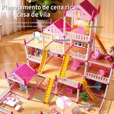 Casa Casinha de Boneca DIY Castelo da Doll House Princesa Casa de brincar luxuosa para meninas