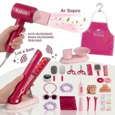 Brinquedos para salão de beleza infantil Hair Dryer Flat Iron Simule som e iluminação Battery Operated