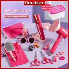 Kit de cabeleireira Kit Beleza Bolsinha Com Acseeorios Chapinha e Secador