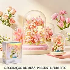 Caixa de flores eternas de blocos DIY Brinquedo Presente de aniversário criativo Decoração de mesa