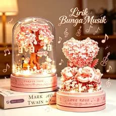 (Música) Blocos de Construção Caixa de Música Floral Brinquedo de menina Decoração de mesa presente
