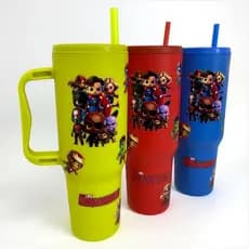 Copo com Canudo Marvel Vingadores Personalizado 1200ml Em Policarbonato + Brinde