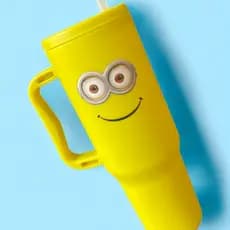 Copo com Canudo Minions 1200ml Em Policarbonato Personalizado + Brinde