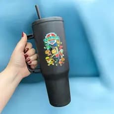 Copo com Canudo Patrulha Canina Personalizado 1200ml Em Policarbonato
