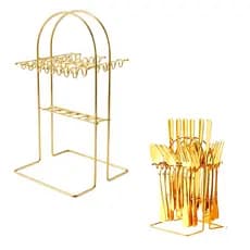 Porta Talheres Dourado Premium Organizador Moderno Mesa Posta Elegante Cozinha-Até 24 Peças (Não Acompanha Talheres)