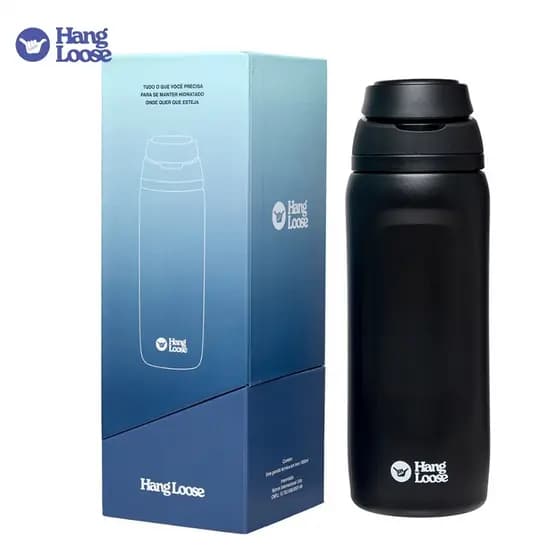 Garrafa Térmica Hang Loose Preta Alça Reforçada 770ML