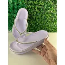 Chinelo Papete Plataforma Strass Na Lateral
