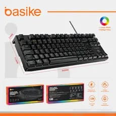 BASIKE Teclado Mecanico, Rainbow, Switch Huano Vermelho, Preto, Ba-KEY311
