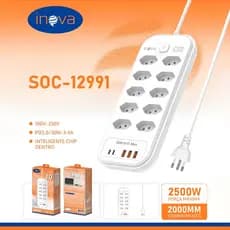 Régua Filtro de Linha com 10 Tomadas Extensão Elétrica 5 USB Bivolt 10A 110v/220v Cabo de 2 Metros Seguro e confiável