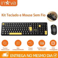 INOVA Kit Teclado Mouse Sem Fio Ergonômico | Baixa Latência Teclas Silenciosas Bateria Longa Duração