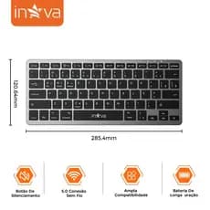 INOVA Teclado Sem fio Bluetooth Recarregável Compatível Com MacBook Pro/Air, iMac, Mac mini, PC MAC