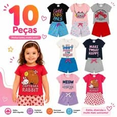 KIT 10 Peças Roupa Infantil Menina Conjunto Verão Sortidos de Verão Algodão