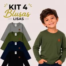 Kit Com 4 Camisetas Manga LONGA MENINO De Inverno Cores Sortidas