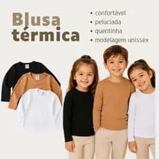 Blusa Térmica Peluciada Inverno Unissex Para Menino e Menina