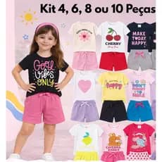 Kit de 4 a 10 Peças Roupas Infantil Menina Conjunto Verão Estampado Diversos Modelos 1 a 12 Anos