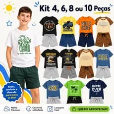 Conjunto Infantil Kit 4 6 8 e 10 Peças Roupa MENINO Verão Estampado Diversos Modelos 1 a 12 Anos
