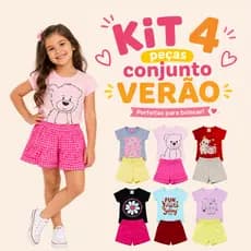 Kit 4 Peças Roupa Verão Infantil Menina Conjuntos Sortidos Juvenil Bebê