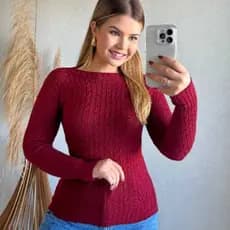Blusa De Frio Feminina Tricot Modal Manga Longa Blusa Feminina Estilosa Roupa Inverno Elegante