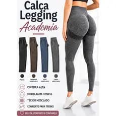 Calça Legging Academia Feminina Modela Bumbum Fitness Modeladora Treino Cós Alto Cintura Alta