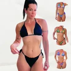 Biquini Cortininha Dupla Face Poliamida Feminino Estampado Bojo Removível Praia Piscina Fio dental