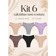 KIT 6 CALCINHAS POLIAMIDA SEM COSTURA NÃO MARCA ACADEMIA TANGA CONFORTÁVEL